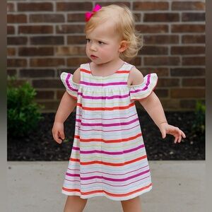 Janie and Jack Cold Shoulder Striped Dress Girls Size 3